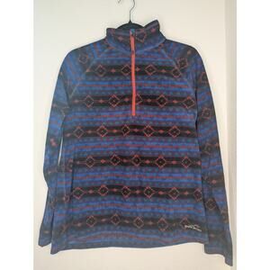 VTG Eddie Bauer Retro Fleece 1/4 Zip Blue/Purple Geometric L